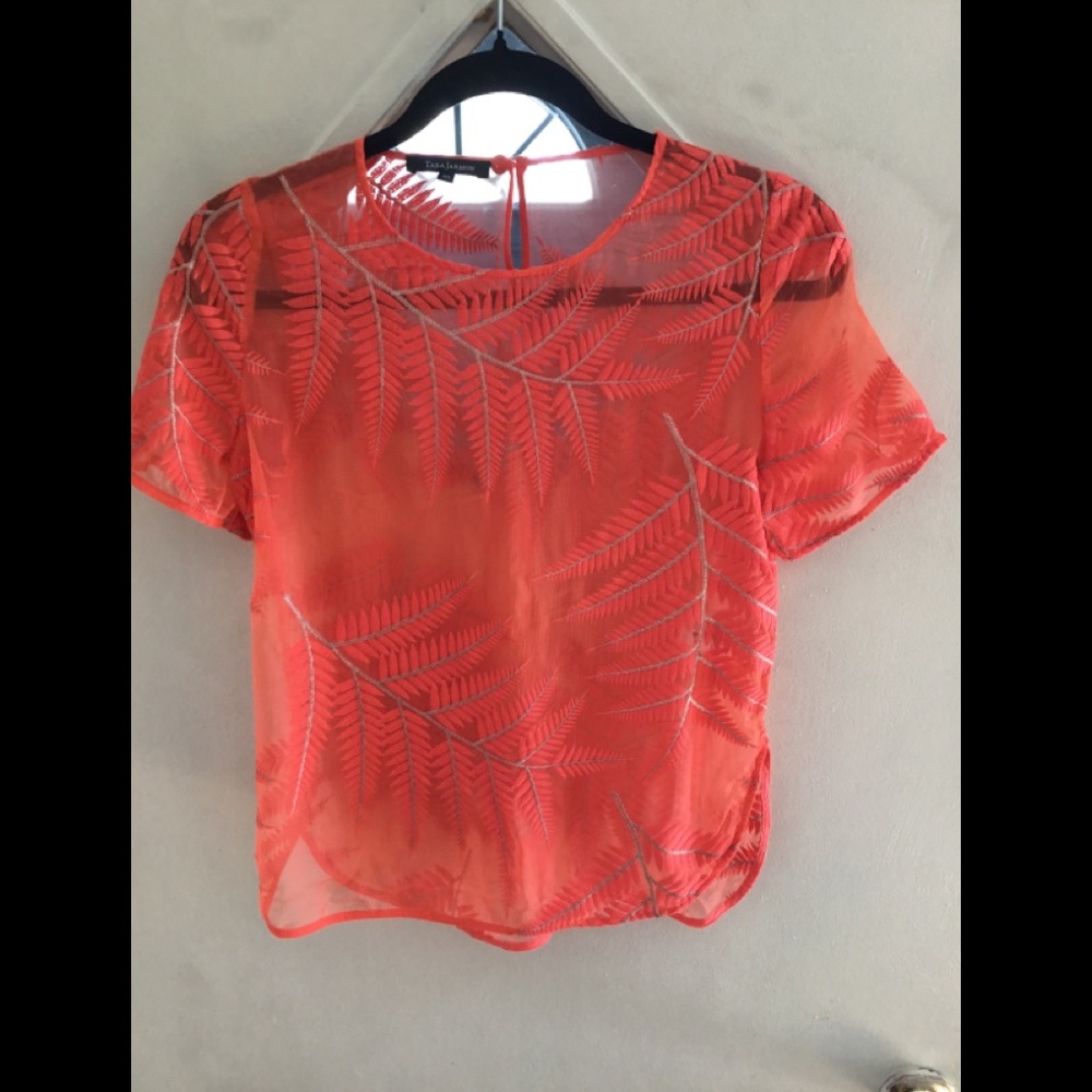 Sheer Leaf Pattern Blouse - image 1